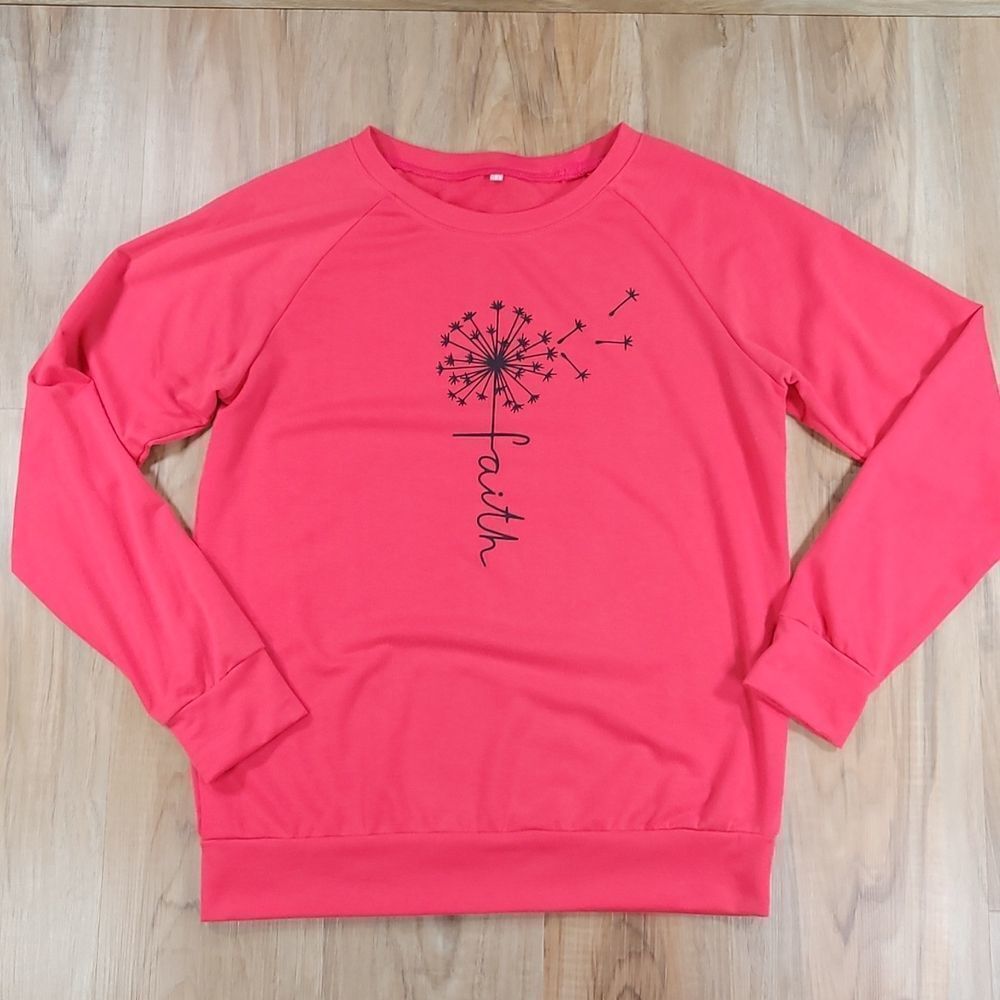 💛Coral Dandelion "Faith" Lightweight Long Sleeve Top Medium